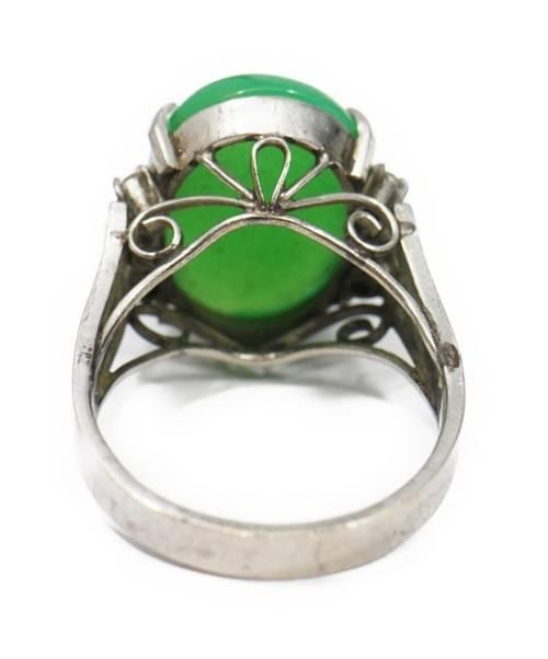 K18WG Jade Ring (18金ホワイトゴールドヒスイリング) K18WG Jade Ring エメラルドグリーン サイズ:15 K18WG  6.3g 翡翠