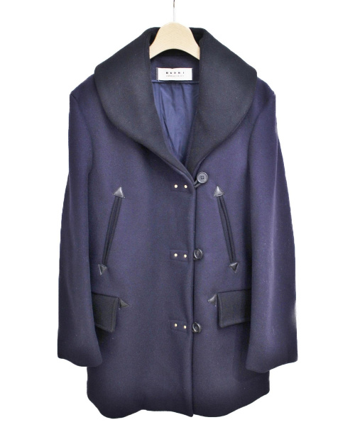 MARNI（マルニ）MARNI (マルニ) メルトンハーフコート パープル サイズ:40 冬物の古着・服飾アイテム
