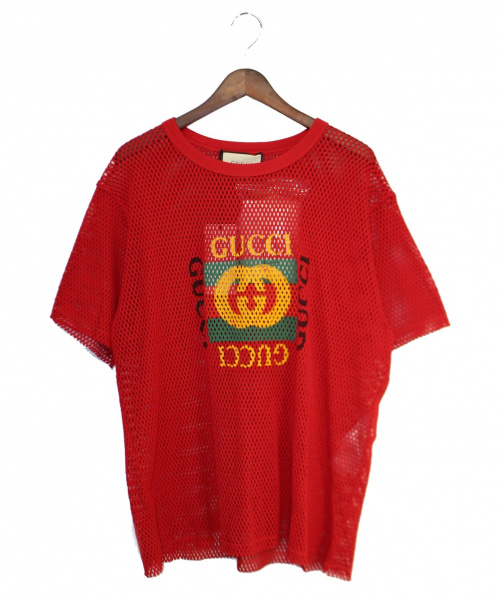 GUCCI（グッチ）GUCCI (グッチ) オールドヴィンテージメッシュTシャツ レッド サイズ:M 未使用品の古着・服飾アイテム