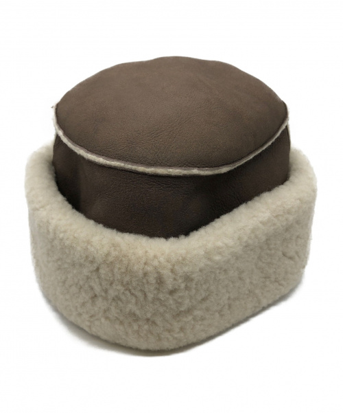 HERMES（エルメス）HERMES (エルメス) 帽子/ムートンレザーハット ブラウン サイズ:57 ラムレザーの古着・服飾アイテム
