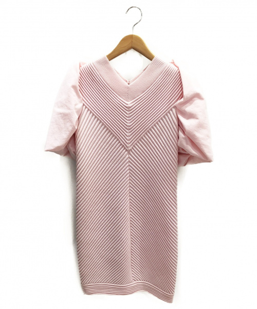 CHANEL（シャネル）CHANEL (シャネル) パフスリーブニットワンピース ピンク サイズ:36の古着・服飾アイテム