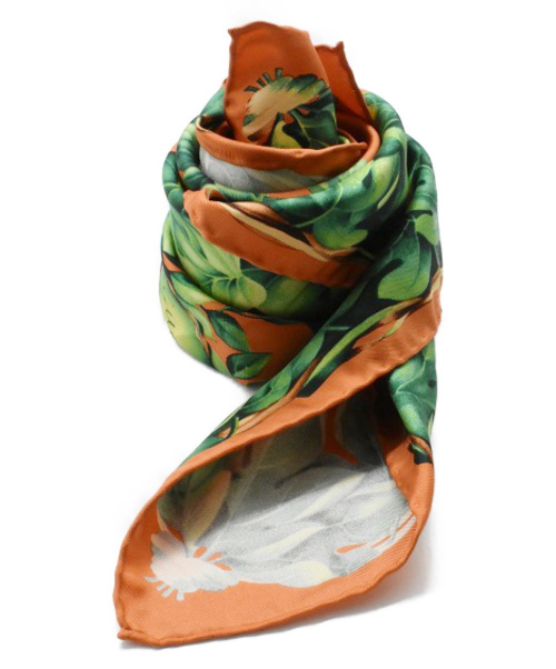 GUCCI（グッチ）GUCCI (グッチ) シルクスカーフ オレンジ サイズ:- 花柄の古着・服飾アイテム