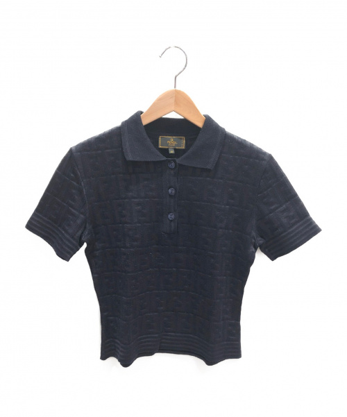 FENDI（フェンディ）FENDI (フェンディ) ニットポロシャツ ネイビー サイズ:42の古着・服飾アイテム