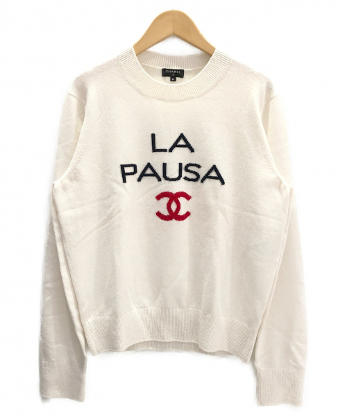 CHANEL（シャネル）CHANEL (シャネル) LA PAUSAニット ホワイト サイズ:38 2019クルーズコレクション　カシミヤ100％の古着・服飾アイテム