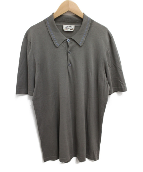 HERMES（エルメス）HERMES (エルメス) ニットポロシャツ グレー サイズ:M 夏物の古着・服飾アイテム
