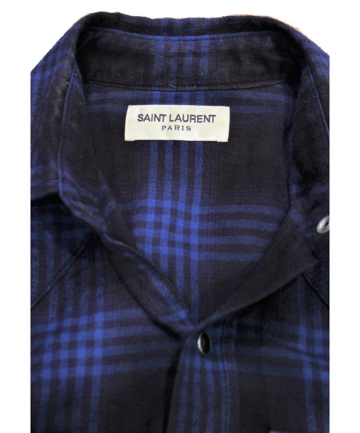 Saint Laurent Paris (サンローランパリ) ウエスタンチェックシャツ ネイビー サイズ:S チェック