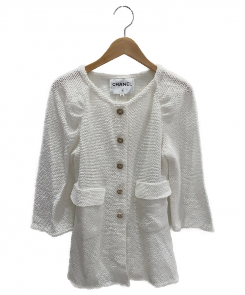 CHANEL（シャネル）CHANEL (シャネル) 七分袖ツイードジャケット ホワイト サイズ:34の古着・服飾アイテム