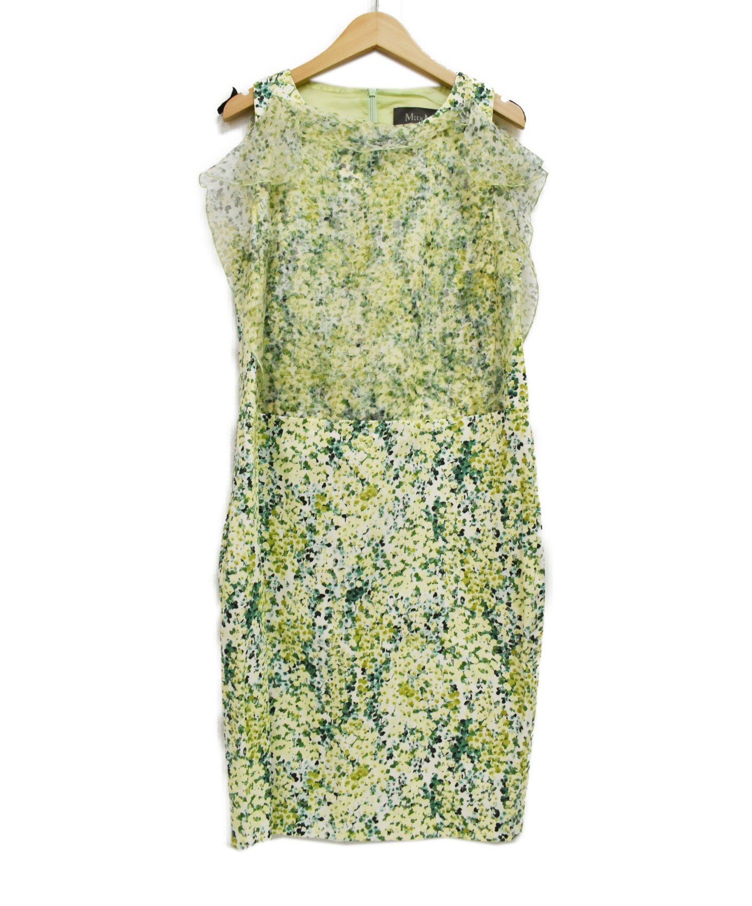 中古 古着通販 Maxmara マックスマーラ 花柄チュールフリルワンピース グリーン サイズ 38 ブランド 古着通販 トレファク公式 Trefac Fashion