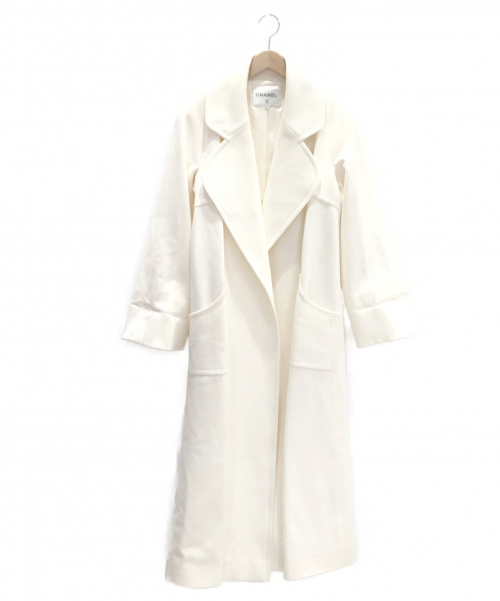 CHANEL（シャネル）CHANEL (シャネル) カシミヤ混ロングコート ホワイト サイズ:40の古着・服飾アイテム