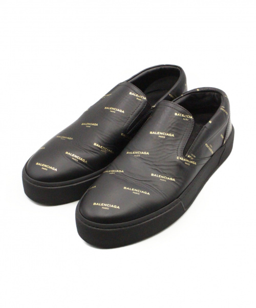 BALENCIAGA（バレンシアガ）BALENCIAGA (バレンシアガ)  Logo Leather Slip-On Sneakers ブラック サイズ:40の古着・服飾アイテム