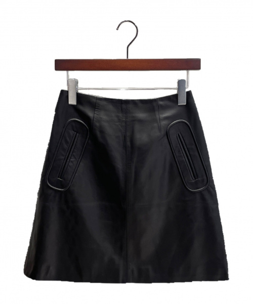 ADEAM（アディアム）ADEAM (アディアム) ラムレザースカート ブラック サイズ:2の古着・服飾アイテム