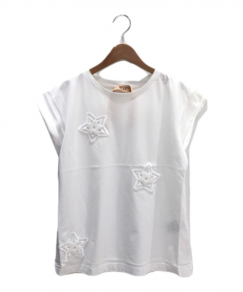 N°21（ヌメロヴェントゥーノ）N°21 (ヌメロヴェントゥーノ) スターデザインTシャツ ホワイト サイズ:38 夏物の古着・服飾アイテム