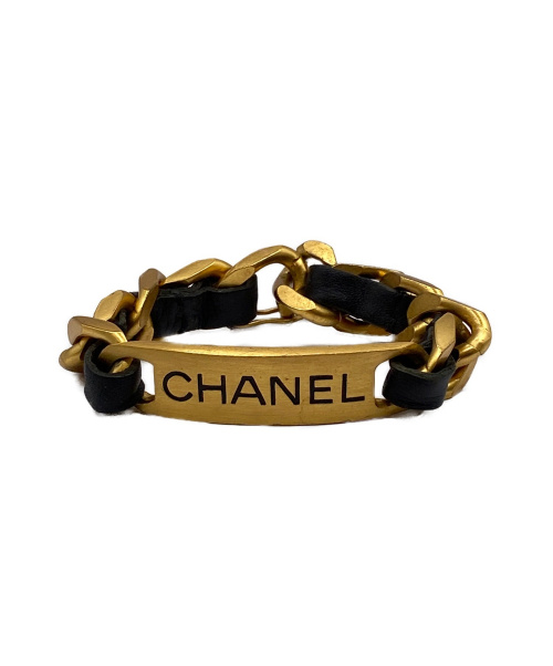 CHANEL（シャネル）CHANEL (シャネル) チェーンブレスレット ゴールド×ブラック サイズ:- ゴールドの古着・服飾アイテム
