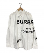 BURBERRY LONDONバーバリー ロンドン）の古着「ロゴホースフェリー プリント オーバーサイズシャツ」｜ホワイト