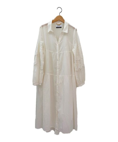 MUVEIL（ミュベール）MUVEIL (ミュベール) スズランレーススリーブシャツドレス ホワイト サイズ:36の古着・服飾アイテム