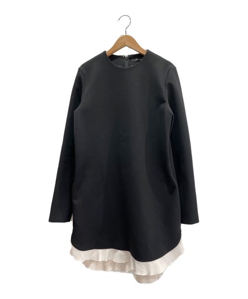YOKO CHAN（ヨーコチャン）YOKO CHAN (ヨーコチャン) 裾フリルワンピース ホワイト×ブラック サイズ:40の古着・服飾アイテム