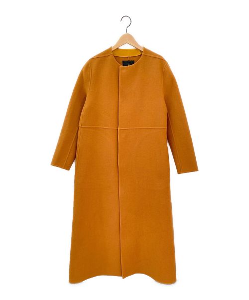 DRAWER（ドゥロワー）DRAWER (ドゥロワー) ウールノーカラーロングコート オレンジ サイズ:-の古着・服飾アイテム