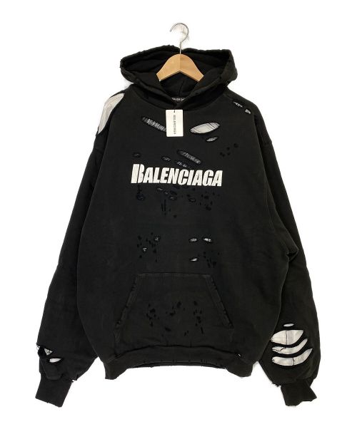 BALENCIAGA（バレンシアガ）BALENCIAGA (バレンシアガ) Destroyed Hoodie ブラック サイズ:XXS 未使用品の古着・服飾アイテム