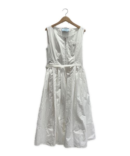 PRADA（プラダ）PRADA (プラダ) ロゴプレートノースリーブワンピース ホワイト サイズ:Freeの古着・服飾アイテム