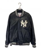 SUPREMEシュプリーム）の古着「New York Yankees Brand Leather Varsity Jacket」｜ネイビー