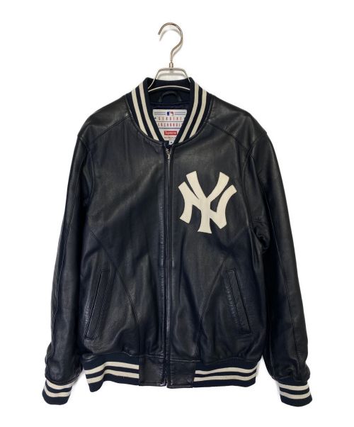 SUPREME（シュプリーム）SUPREME (シュプリーム) New York Yankees Brand Leather Varsity Jacket  ネイビー サイズ:Mの古着・服飾アイテム