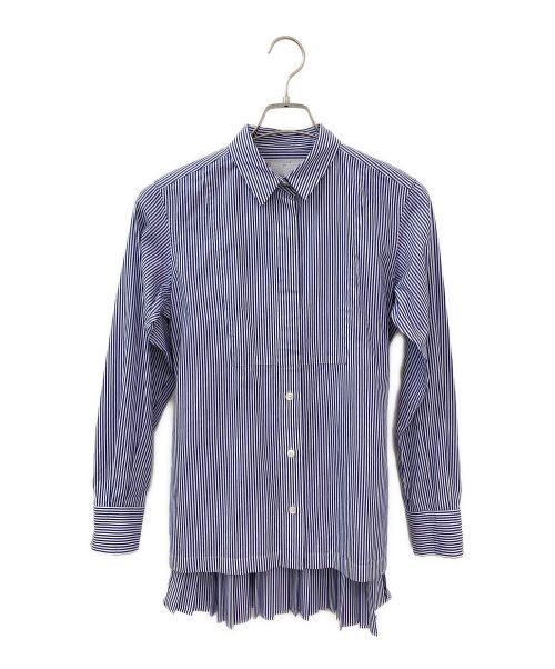 sacai（サカイ）sacai (サカイ) ベルト付きストライプシャツ ブルー サイズ:２の古着・服飾アイテム