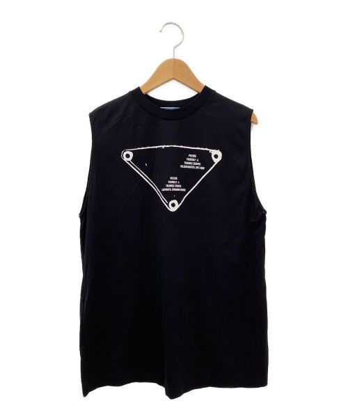 PRADA（プラダ）PRADA (プラダ) プリントノースリーブTシャツ ブラック サイズ:Mの古着・服飾アイテム