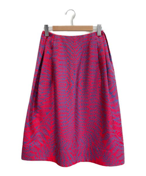 BLAMINK（ブラミンク）BLAMINK (ブラミンク) ジャガードロングスカート レッド×ブルー サイズ:36の古着・服飾アイテム