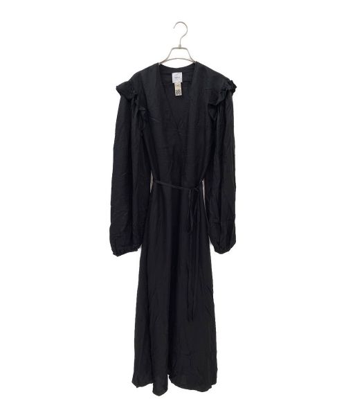 patou（パトゥ）patou (パトゥ) エコフレンドリーサテンVネックマキシドレス ブラック サイズ:34の古着・服飾アイテム