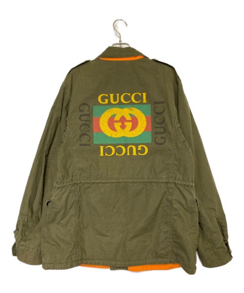 GUCCI（グッチ）GUCCI (グッチ) ヴィンテージロゴフィールドジャケット カーキ サイズ:48の古着・服飾アイテム