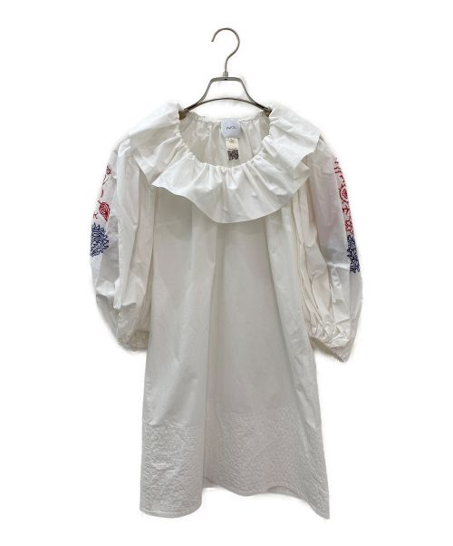 patou（パトゥ）patou (パトゥ) ポプリンコットンミニドレス ホワイト サイズ:38の古着・服飾アイテム