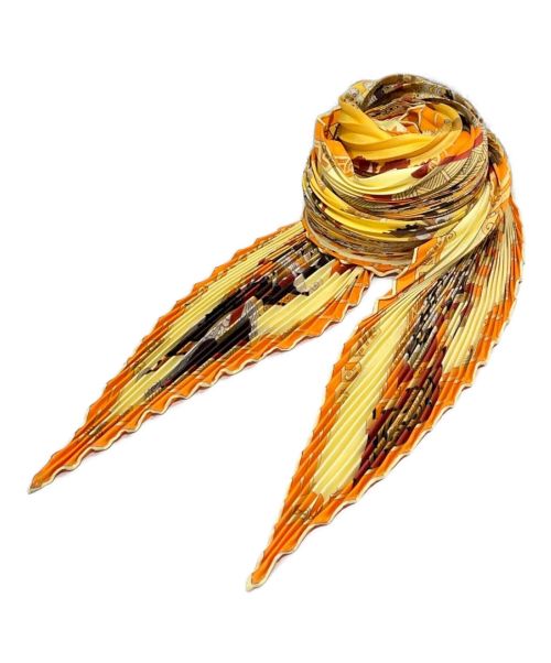 HERMES（エルメス）HERMES (エルメス) カレ プリーツスカーフ オレンジの古着・服飾アイテム
