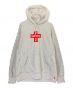 SUPREMEシュプリーム）の古着「Cross Box Logo Hooded Sweatshirt」｜ライトグレー