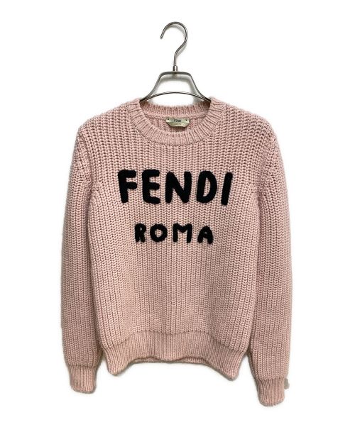FENDI（フェンディ）FENDI (フェンディ) クルーネックロゴニット ピンク サイズ:36の古着・服飾アイテム