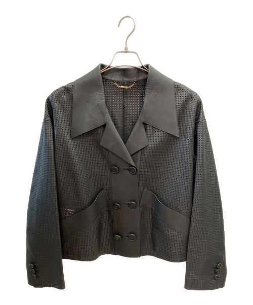 FENDI（フェンディ）FENDI (フェンディ) パンチングレザージャケット ブラック サイズ:40の古着・服飾アイテム