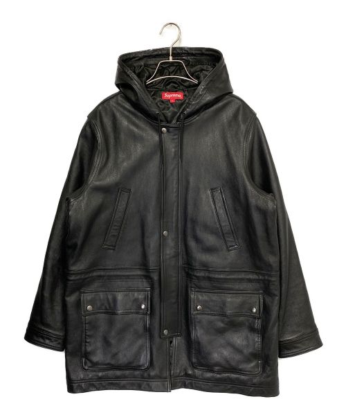 SUPREME（シュプリーム）SUPREME (シュプリーム) Hooded Leather Parka ブラック サイズ:Lの古着・服飾アイテム