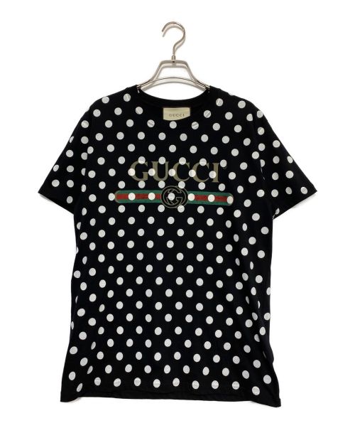 GUCCI（グッチ）GUCCI (グッチ) ポルカドットロゴTシャツ ブラック サイズ:XXSの古着・服飾アイテム