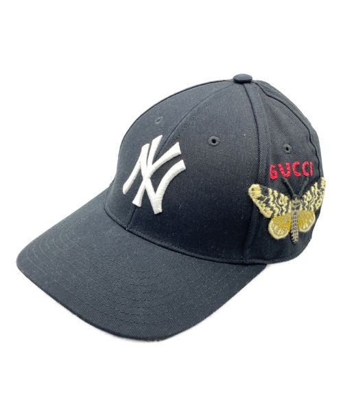GUCCI（グッチ）GUCCI (グッチ) NY YANKEES (ニューヨークヤンキース) Baseball Cap Butterfly ネイビー サイズ:57-61㎝の古着・服飾アイテム