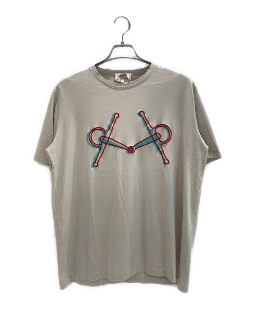 HERMES（エルメス）HERMES (エルメス) プリント刺繍Tシャツ グレー サイズ:XLの古着・服飾アイテム
