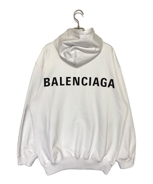 BALENCIAGA（バレンシアガ）BALENCIAGA (バレンシアガ) バックプリントプルオーバーパーカー ホワイト サイズ:Sの古着・服飾アイテム