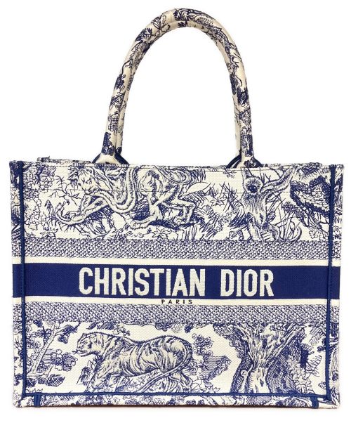 Christian Dior（クリスチャン ディオール）Christian Dior (クリスチャン ディオール) ブックトートミディアムバッグ アイボリー×ネイビーの古着・服飾アイテム