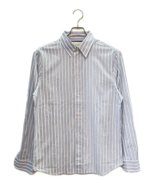 GUCCI（グッチ）GUCCI (グッチ) コットンストライプシャツ ライトブルー サイズ:40の古着・服飾アイテム