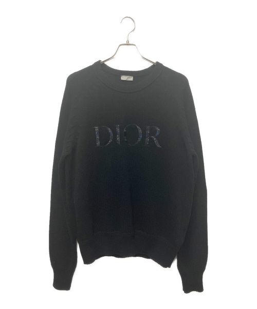 Dior（ディオール）Dior (ディオール) PETER DOIG (ピーター ドイグ) フロント刺繍ニット ブラック サイズ:XLの古着・服飾アイテム