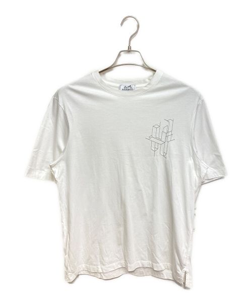 HERMES（エルメス）HERMES (エルメス) フロント刺繍Tシャツ ホワイト サイズ:Mの古着・服飾アイテム
