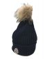 MONCLER (モンクレール) ファー付きパッチロゴニット帽 ネイビー サイズ:XL：23800円
