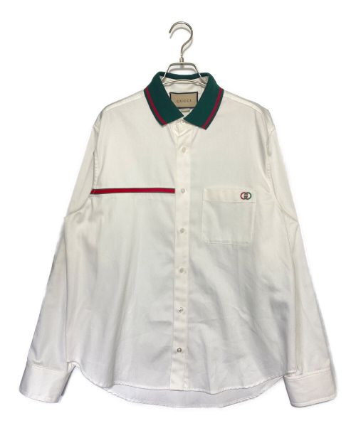 GUCCI（グッチ）GUCCI (グッチ) シェリーラインシャツ ホワイト サイズ:48の古着・服飾アイテム