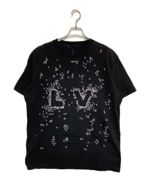 LOUIS VUITTON（ルイ ヴィトン）LOUIS VUITTON (ルイ ヴィトン) LVロゴ刺繍Tシャツ ブラック サイズ:Lの古着・服飾アイテム