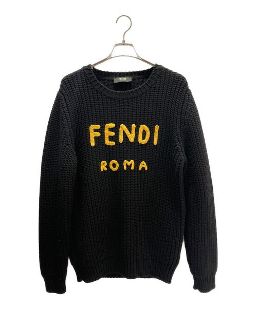 FENDI（フェンディ）FENDI (フェンディ) ロゴクルーネックセーター ブラック サイズ:54の古着・服飾アイテム
