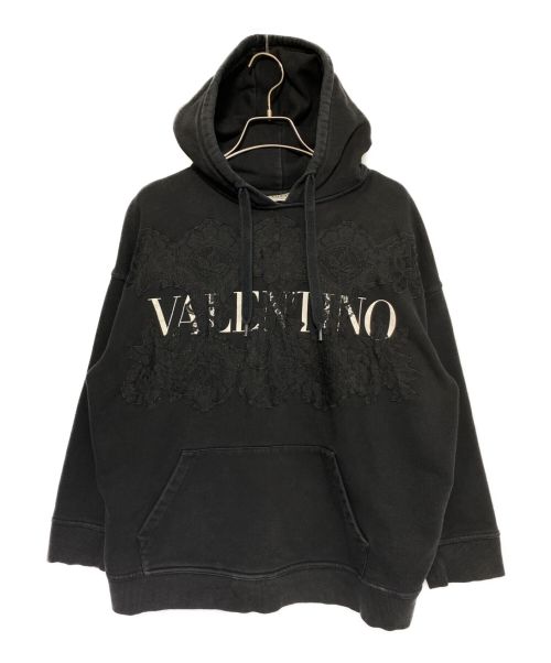 VALENTINO（ヴァレンティノ）VALENTINO (ヴァレンティノ) 刺繍デザインパーカー ブラック サイズ:Sの古着・服飾アイテム
