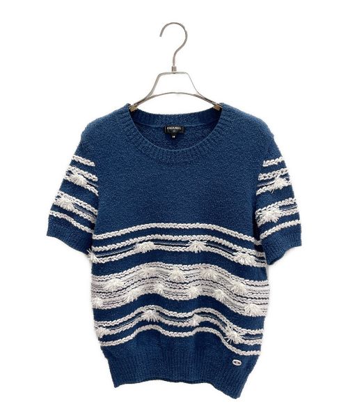 CHANEL（シャネル）CHANEL (シャネル) Cotton Short Sleeve Knit ブルー サイズ:38の古着・服飾アイテム